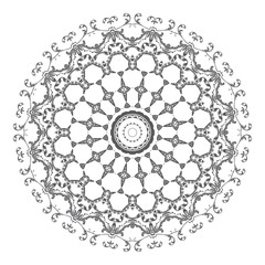 Round floral ornament on white background