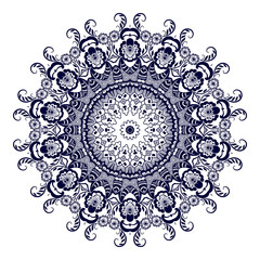 Round floral ornament on white background