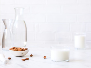 Almond milk.Drink for vegetarians.