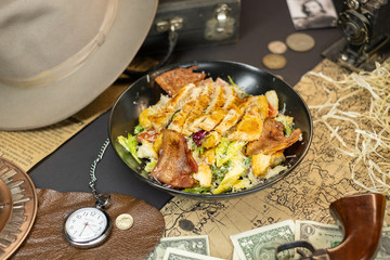 Salad with chicken and greens