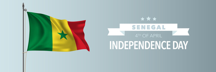 Senegal happy independence day greeting card, banner vector illustration