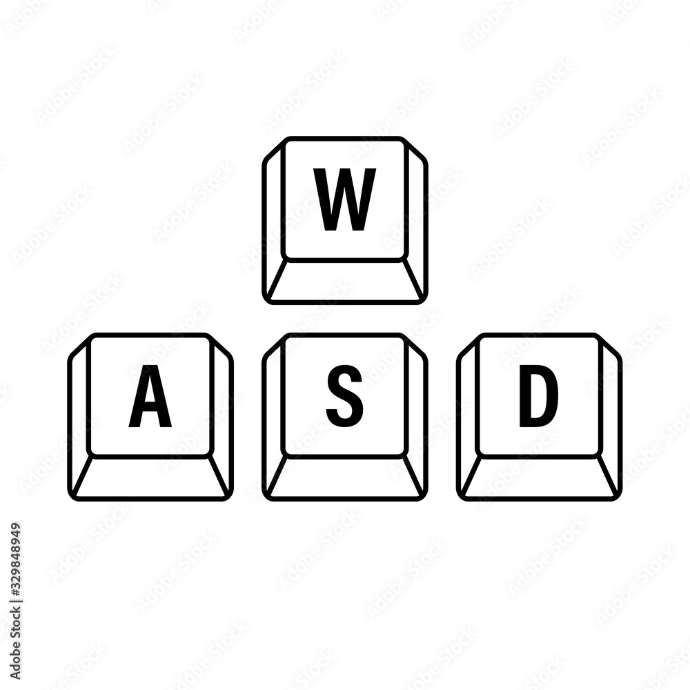 Fototapete wasd computer keyboard buttons. desktop interface. web icon. gaming and cybersport. vector stock ill