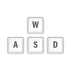 WASD computer keyboard buttons. Desktop interface. Web icon. Gaming and cybersport. Vector stock illustration.