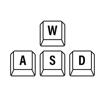 WASD computer keyboard buttons. Desktop interface. Web icon. Gaming and cybersport. Vector stock illustration.