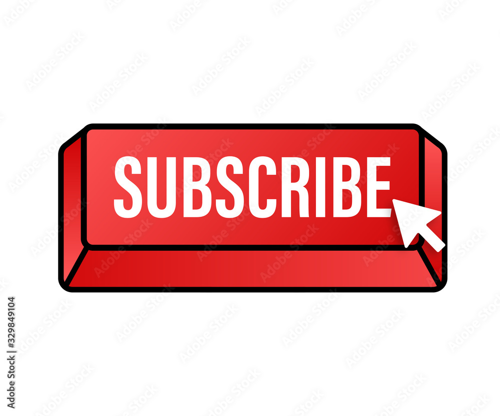 Aufkleber subscribe with cursor button. internet icon. pointer click icon. vector stock illustration.