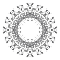 Obraz premium Round floral ornament on white background