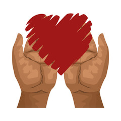 Obraz premium interracial hands human with heart
