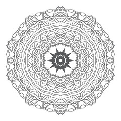 Round floral ornament on white background