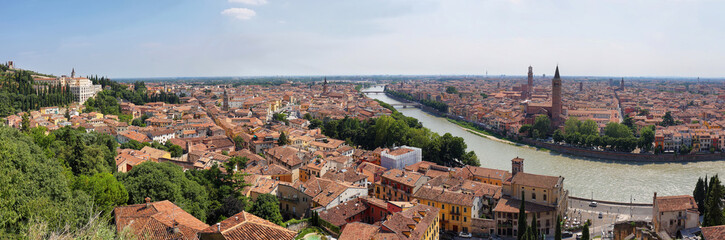 Fototapeta na wymiar Panoramic view of Verona, city and Adige river Italy