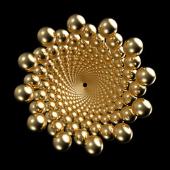 minimal futuristic aesthetic sphere Perspective Symbol -black and gold- 3D Rendering