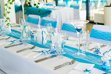 Blue and white wedding decoration