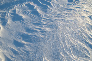 The texture of the snow illuminated by the sun
