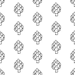 Hand drawn vegetables doodle set. Seamless pattern. Vector illustration.