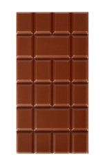 Milk chocolate bar isolated on white background