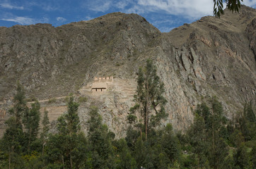 Ollantaytambo Sacred Valley south Peru. Andes. Temple ruins Inca. Pakaritampu