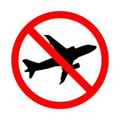 No Plane Flight is canceled Icon Illustration Isolated on a White Background. Flight cancelled because of Coronavirus outbreak.