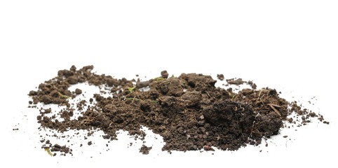 Dirt pile isolated on white background and texture