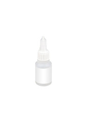 Small plastic chemical bottle isolated on white background