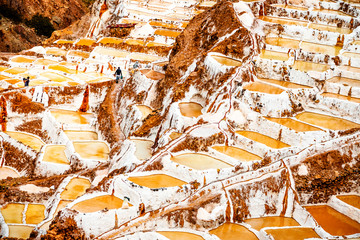 Salinas de Maras near Cusco, salt extraction in Peru