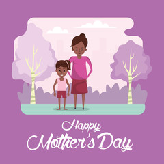 happy mothers day card with afro mother and son