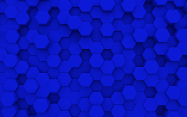 Blue hexagonal background, blue abstract background, 3d render, 3d illustration