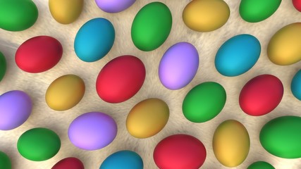 A lot of colorful eggs. Easter background. 3D-rendering.