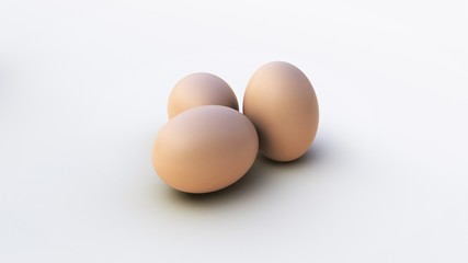 Eggs isolated on white background. 3D-rendering.