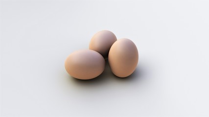 Eggs isolated on white background. 3D-rendering.