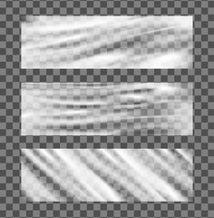 polyethilene stretched transparent  film vector mock up. shiny plastic cover