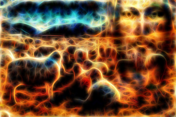 Jesus The Good Shepherd, Jesus and lambs.