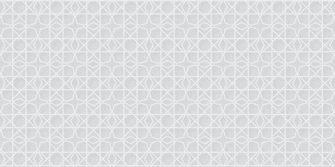 Simple white grey silver arabic seamless pattern with classic islamic culture ornament. White background with shadow. Luxury mandala background with golden arabesque pattern arabic islamic east style.