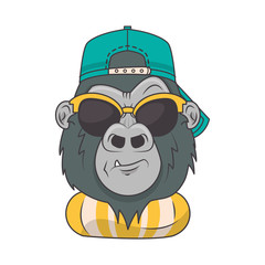 funny gorilla with sunglasses cool style