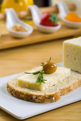 Sheep cheese with bread and dill herb
