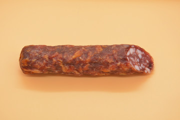 salami sausage isolated on white background