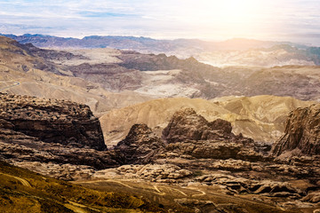 Beatiful scenic view of canyon in Wadi Rum, Jordan
