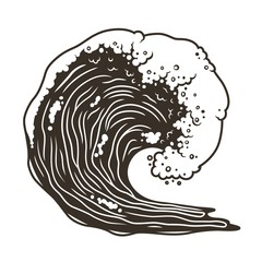 Surfing sea ocean wave with foam in perspective