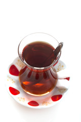 turkish tea on white background