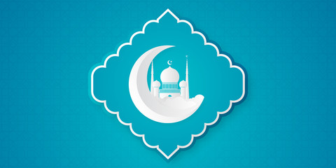 Ramadan kareem sale offer banner design with ornament lantern moon background for promotion poster, social media template, discount, gift, voucher, web header and banner, greeting card of eid Mubarak