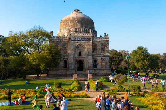 Panoramic view of Shisha Gumbad, Lodhi Garden, New Delhi, India