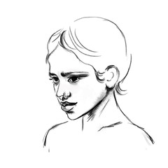 Portrait of a girl drawn in pencil