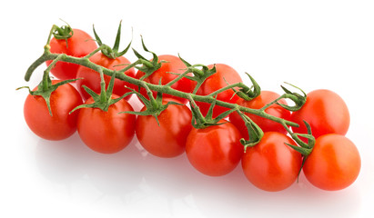 cherry tomato branch isolated on white