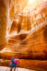 Tourist visiting the wonderful Unesco heritage site of Petra