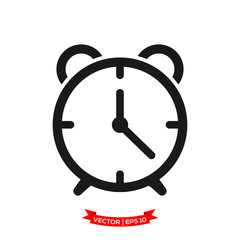 clock alarm icon in trendy flat design 