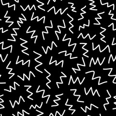 Seamless pattern. White zigzags on a black background. Art Texture for print, wallpaper, home decor, textile, package design