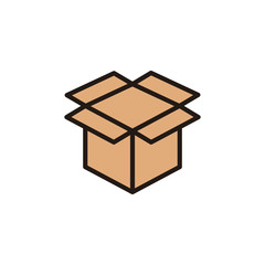 Open box icon isolated on white background. Cardboard box, packaging open. Box icon vector