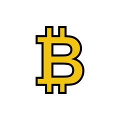 Bitcoin sign icon isolated on white background. Crypto currency symbol. Blockchain. Cryptocurrency