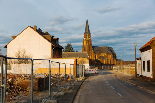 view of yet remaining houses in the mostly relocated Kerpen-Manheim, Western-Germany
