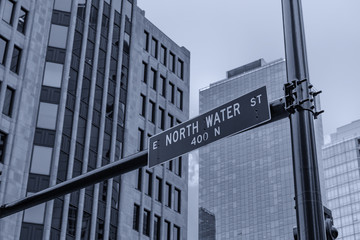  North Water st, sign street in Chicago