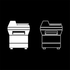 Copy machine Printer copier for office Photocopier Duplicate equipment icon outline set white color vector illustration flat style image