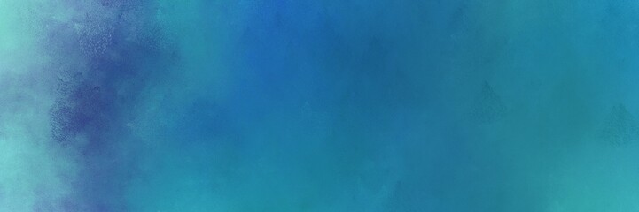 teal blue, sky blue and cadet blue colored vintage abstract painted background with space for text or image. can be used as horizontal background graphic